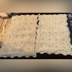 Pillow Shams Crochet Ecru Scalloped Edge 100% Cotton Ivory 20" x 25".Set of 2.